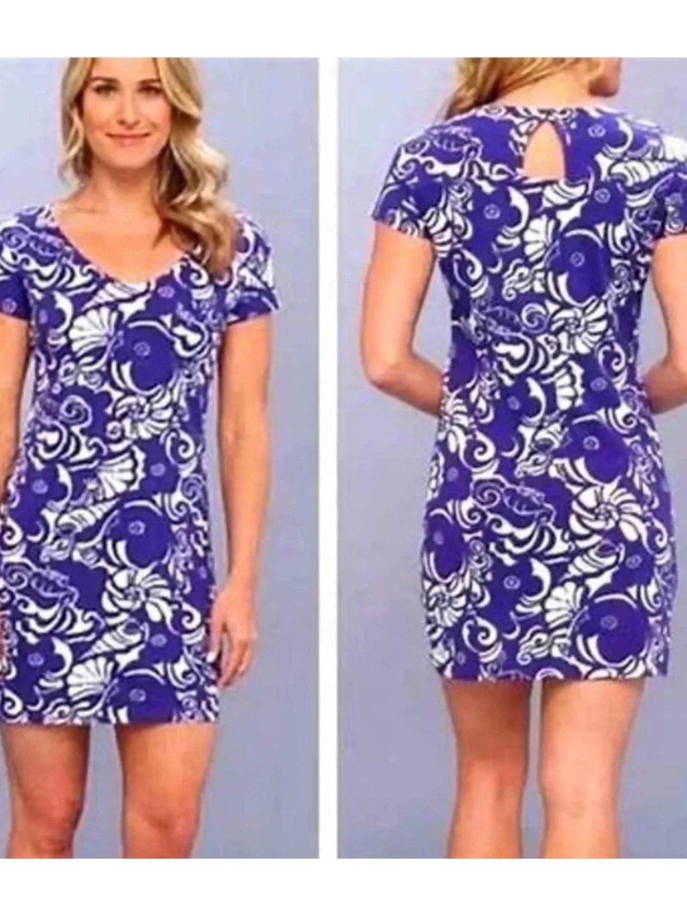 Lilly Pulitzer Daniella Dress Navy White Seahorse Seashell Floral Pocket SZ XL